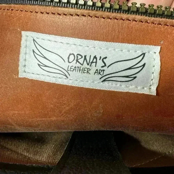 ORNAS LEATHER Mini SWAN Red Cognac Everyday leather backpack Button Zip Closure - Picture 11 of 16